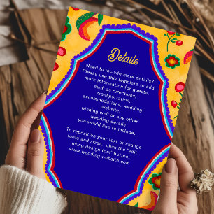 Elegant Mexican vibrant yellow blue Enclosure Card