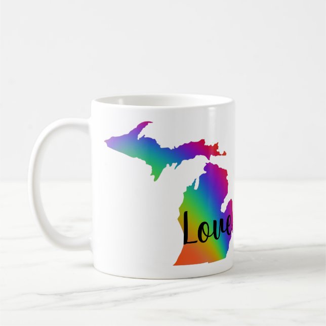 Elegant Michigan colourful rainbow design Coffee Mug (Left)