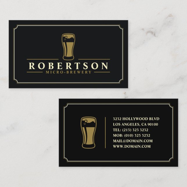 Elegant Micro Brewery Craft Beer Business Card (Front/Back)