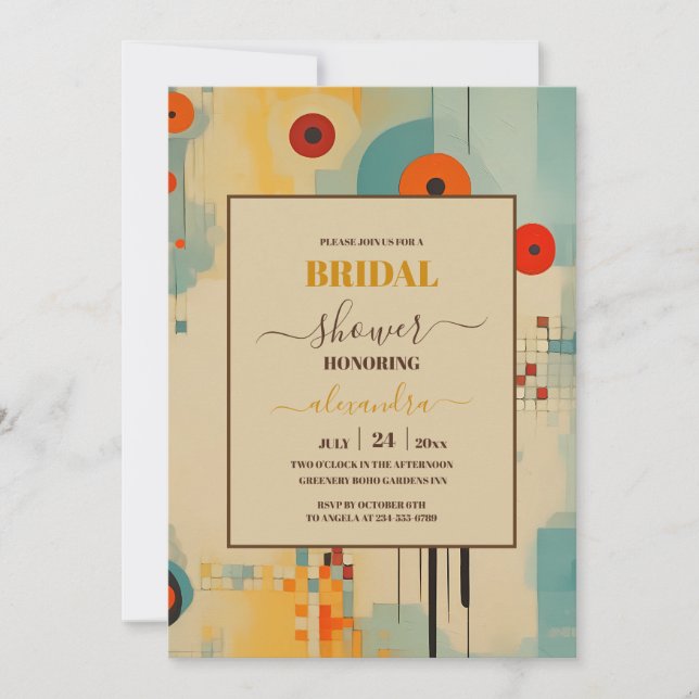 Elegant Mid Century Floral Bridal Shower Invitation (Front)
