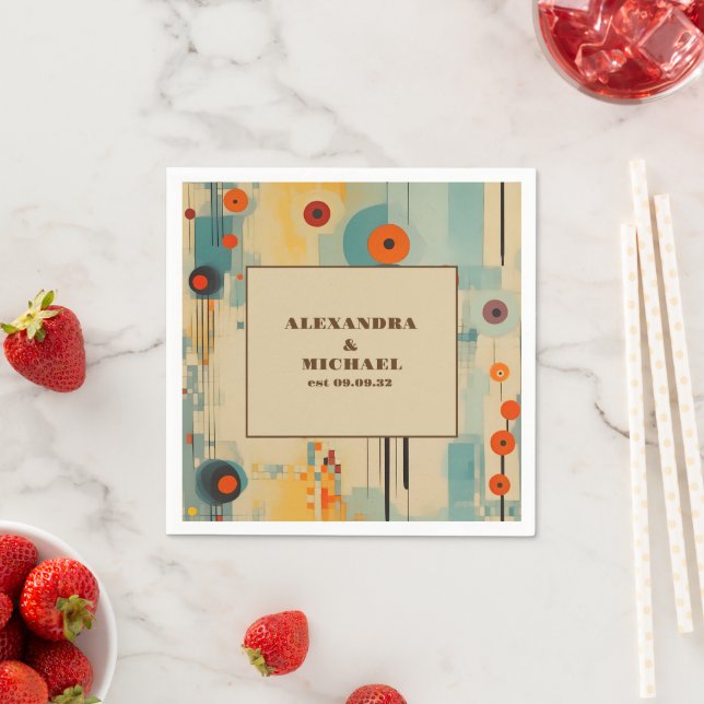 Elegant Mid Century Floral Wedding Napkin (Insitu)