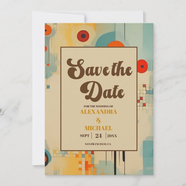 Elegant Mid Century Floral Wedding Save The Date (Front)