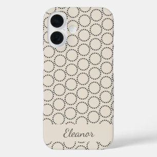 Elegant Mid-Century Modern Beige Personalized iPhone 16 Case
