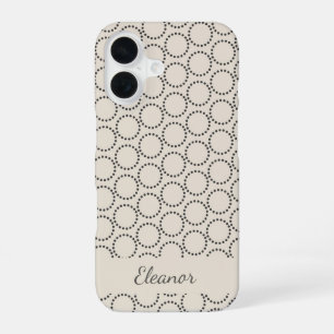 Elegant Mid-Century Modern Beige Personalized iPhone 16 Case