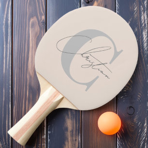 Elegant MidCentury Modern Monogram Sandcastle Pink Ping Pong Paddle