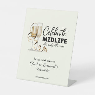 Elegant Midlife Celebration Glasses 50th Birthday Pedestal Sign