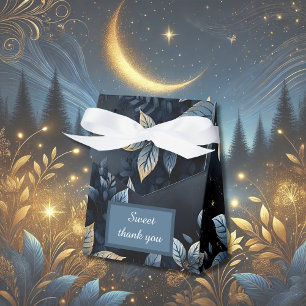 Elegant Midnight Blue and Gold Forest Wedding Favor Box