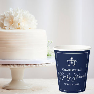 Elegant Midnight Blue Baby Shower Personalized Paper Cups