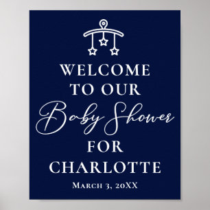 Elegant Midnight Blue Baby Shower Personalized Poster