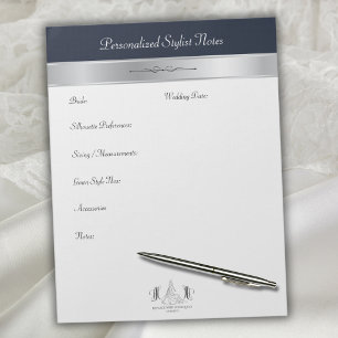 Elegant Midnight Blue Bridal Stylist Memo Notepad