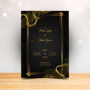 Elegant Midnight Romance: Black Wedding Invitation