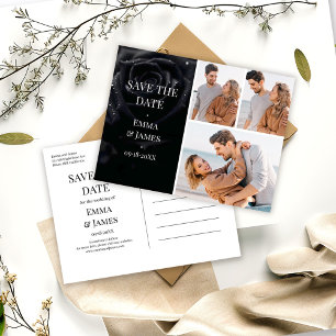 Elegant Midnight Rose Photo Wedding Save the Date Announcement Postcard
