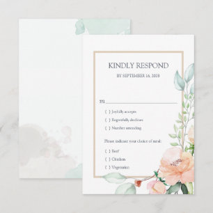 Elegant Midsummer Watercolor Florals Meal Choice RSVP Card