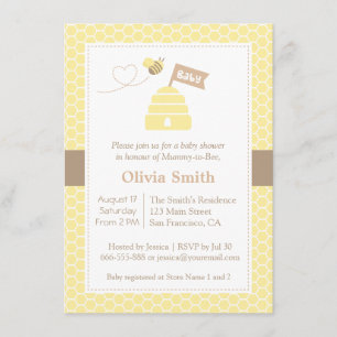 Élégant mignon bourdon Bee Baby Shower Invitations