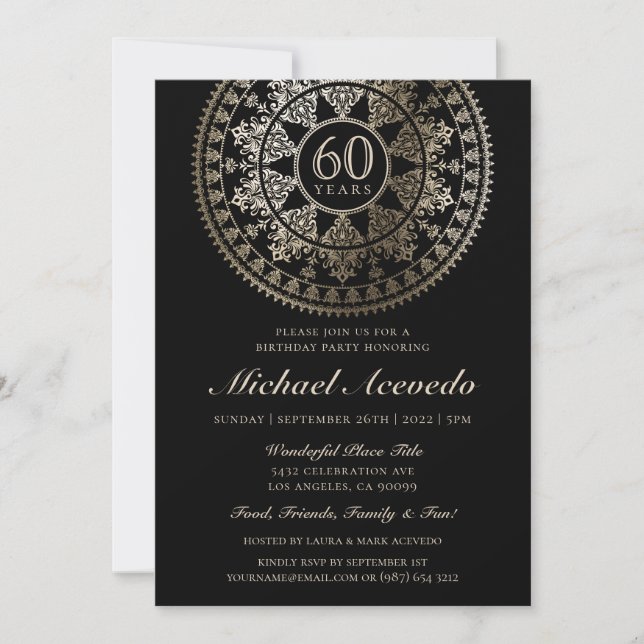 Elegant Milestone Birthday Invitations Gold Foil (Front)