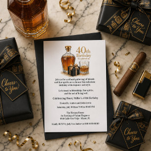 Elegant Milestone Men's 40th Birthday Invitation 