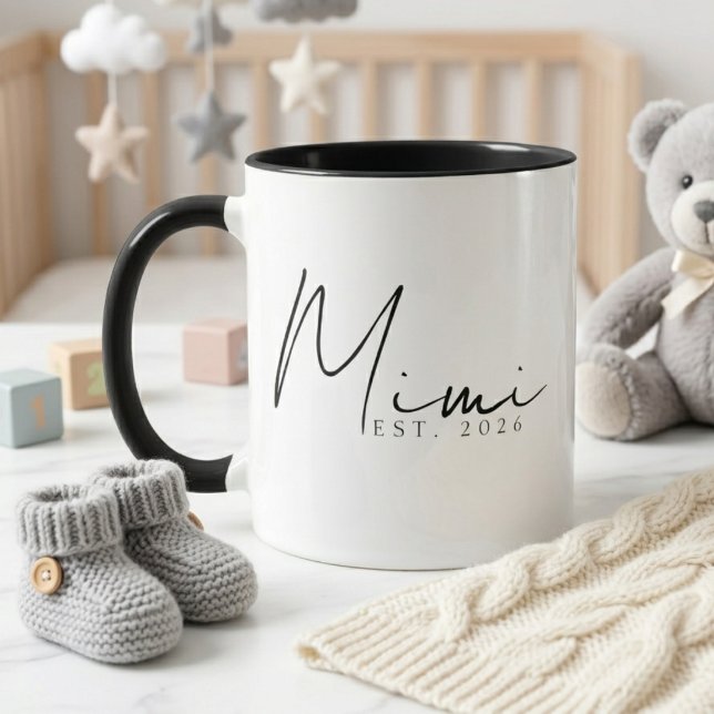 Elegant Mimi EST Year Minimal Script Design Mug (Creator Uploaded)