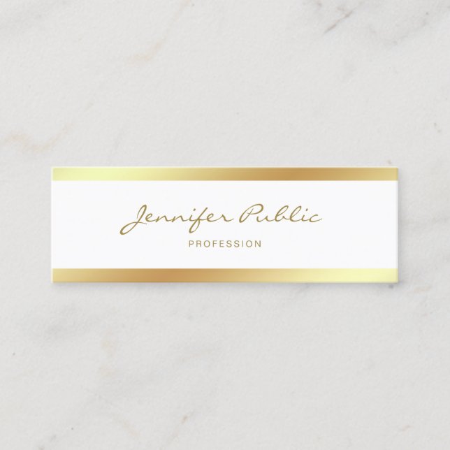 Elegant Mini Calligraphy Script Gold Clean Design Mini Business Card (Front)