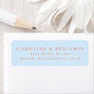 Elegant Minima Blue Orange Wedding Return Address