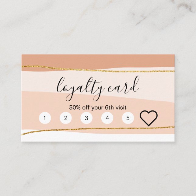 Elegant minimal abstract gold glitter loyalty card (Front)