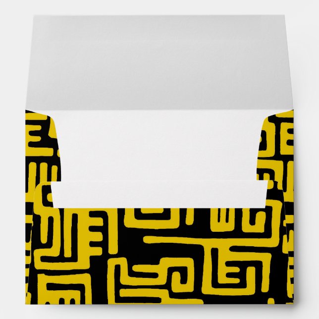 Elegant Minimal African Tribal Pattern Yellow Line Envelope (Back (Bottom))