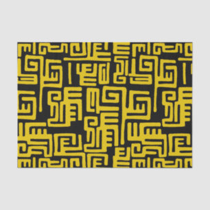 Elegant Minimal African Tribal Pattern Yellow Line Tissue Paper
