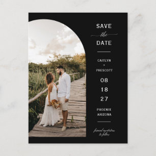 Elegant Minimal Arch Photo QR Code Save the Date Postcard
