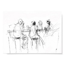 Elegant Minimal Bar Scene Sketch - Premium