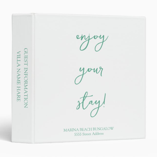 Elegant Minimal Beach House Guest Information Binder (Front/Spine)
