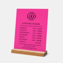 Elegant Minimal Bight Pink Business Opening Hours