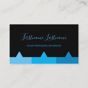 Elegant minimal black and indigo blue monogram bus business card