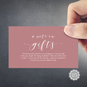 Elegant Minimal, Black font, A note on gifts Enclosure Card