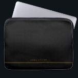 Elegant Minimal Black Gold Line Name  Laptop Sleeve<br><div class="desc">This personalized black laptop sleeve with your name of choice in golden brown on black background is modern and elegant. All colours can be changed if you like.</div>