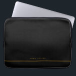 Elegant Minimal Black Gold Line Name  Laptop Sleeve<br><div class="desc">This personalized black laptop sleeve with your name of choice in golden brown on black background is modern and elegant. All colours can be changed if you like.</div>