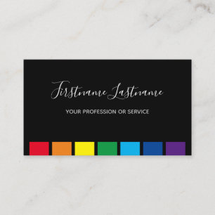 Elegant minimal black rainbow colour stripes business card