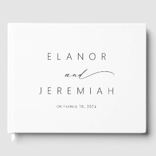 Elegant Minimal Black White Calligraphy Wedding Guest Book