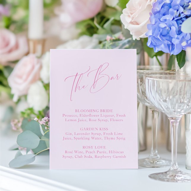 Elegant Minimal Blush Pink Bridal Shower Bar Menu (Elegant Minimal Blush Pink Bridal Shower Bar Menu)