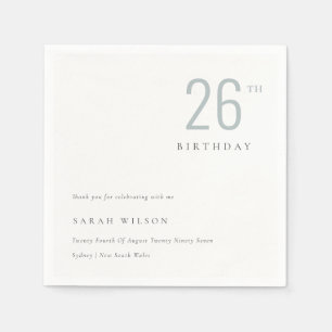 Elegant Minimal Bold Dusky Blue Any Age Birthday Napkin