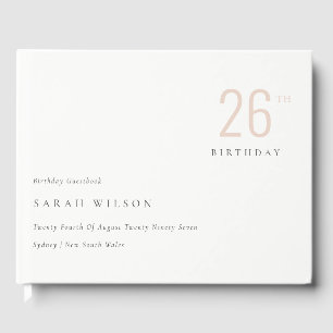Elegant Minimal Bold Dusky Blush Any Age Birthday Guest Book