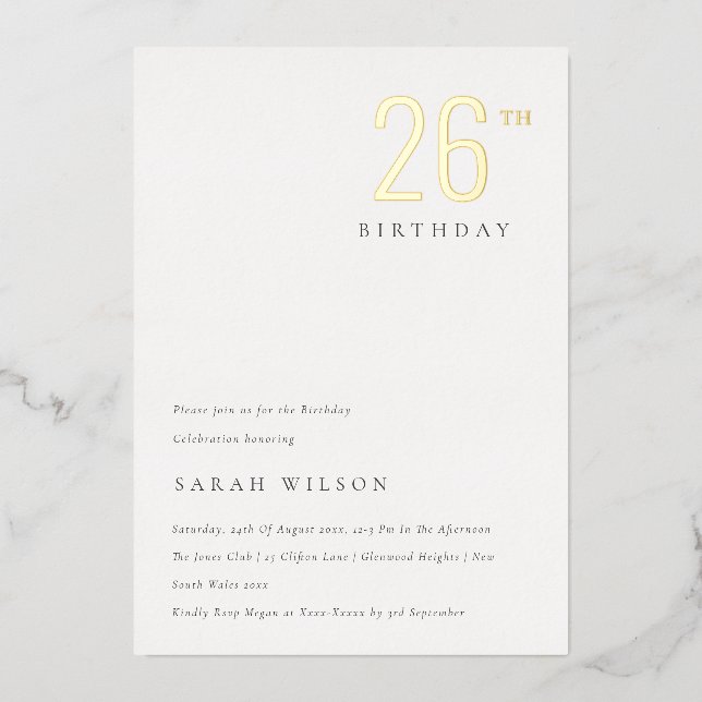 Elegant Minimal Bold Gold Foil Any Age Birthday (Front)