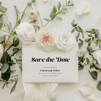 Elegant Minimal Bold White Wedding Save the Date Invitation
