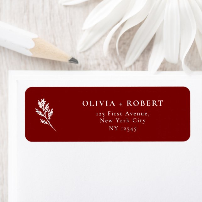 Elegant Minimal Botanical Wedding Return Address (Insitu)