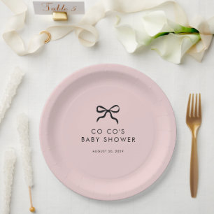 Elegant Minimal Bow Baby Shower Cocktail Napkins  Paper Plate