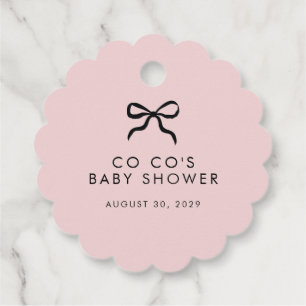 Elegant Minimal Bow Blush Pink Baby Shower Candle Favour Tags