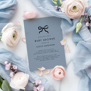 Elegant Minimal Bow Boy Baby Shower Invitation