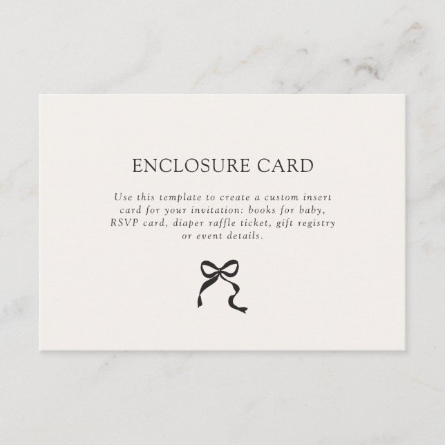 Elegant Minimal Bow Enclosure Card (Front)