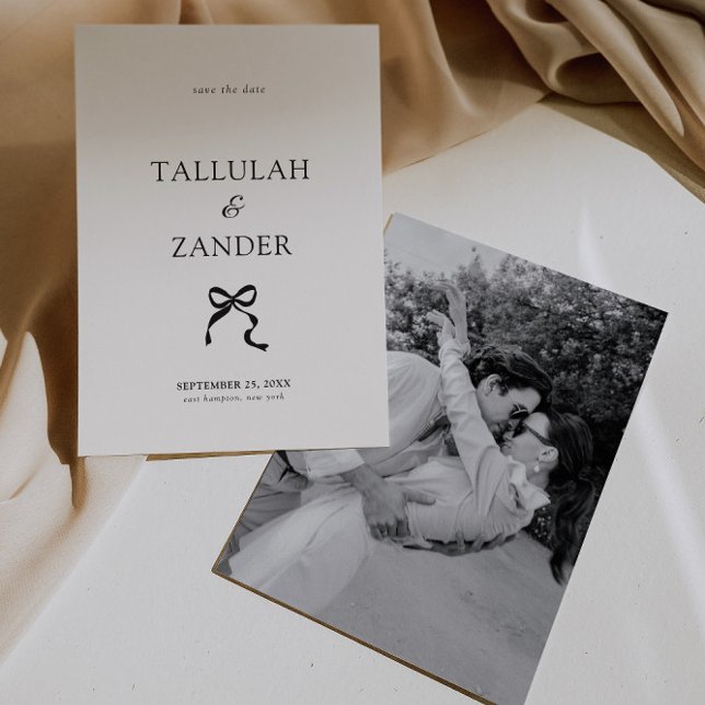 Elegant Minimal Bow Wedding Save The Date (Creator Uploaded)