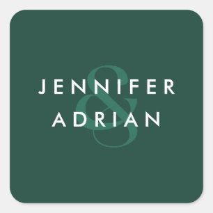 Elegant Minimal Brunswick Green Modern Wedding  Square Sticker