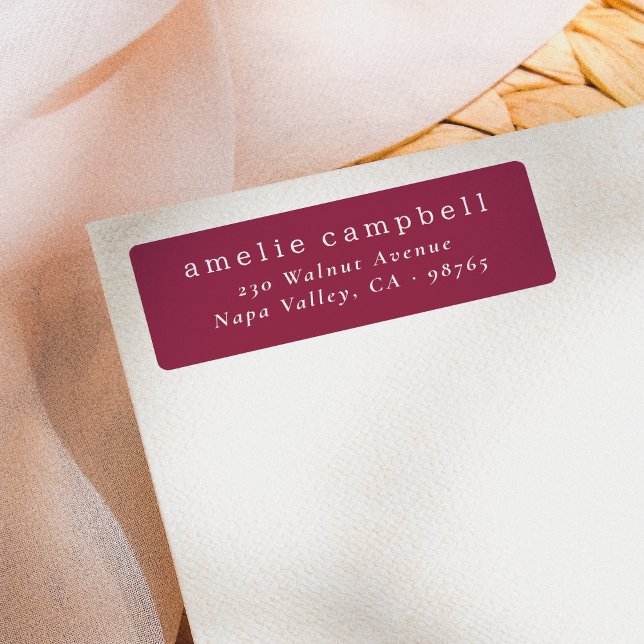 Elegant Minimal Burgundy Return Address (Address Label Mock-up)
