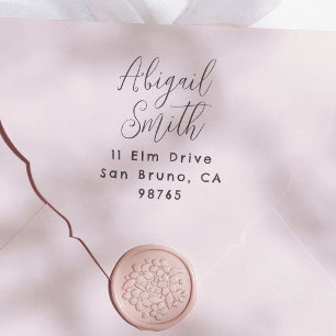 Elegant Minimal Calligraphy Name & Return Address Rubber Stamp